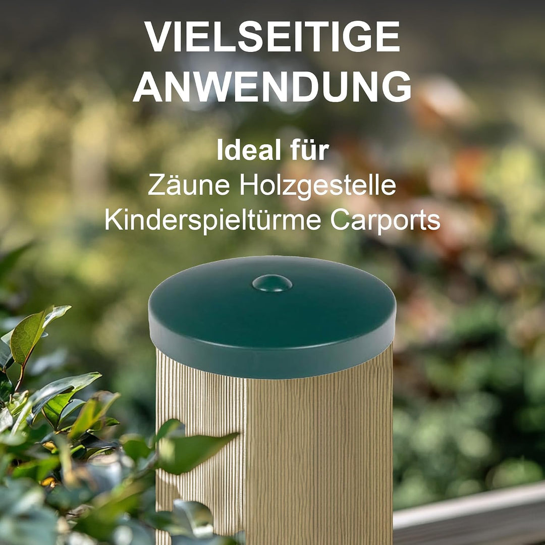 h2i Pfostenkappe | Kunststoff Grün | Ø 121 mm | 5 Stück | Runde Abdeckkappe für Garten Holzpfosten P