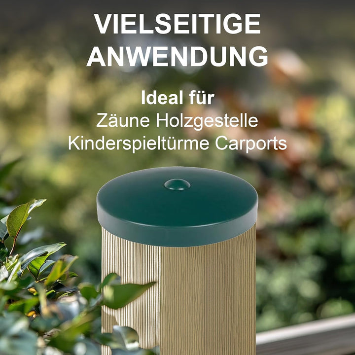h2i Pfostenkappe | Kunststoff Grün | Ø 121 mm | 5 Stück | Runde Abdeckkappe für Garten Holzpfosten P