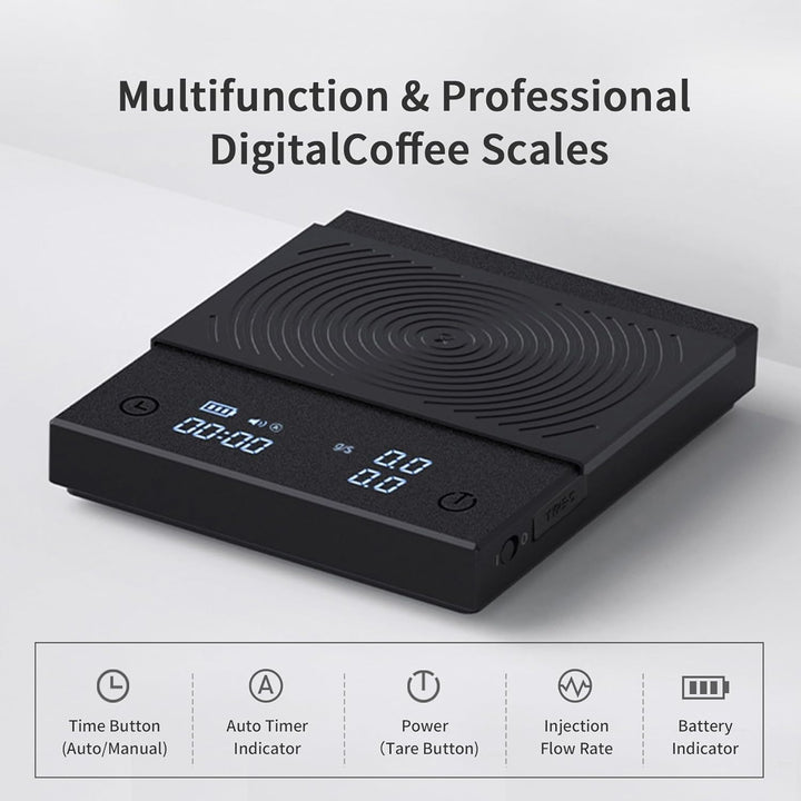 TIMEMORE Kaffeewaage Basic 2.0 Elektronische Espressowaage mit Wasserdurchflussmenge und Timer-Funkt