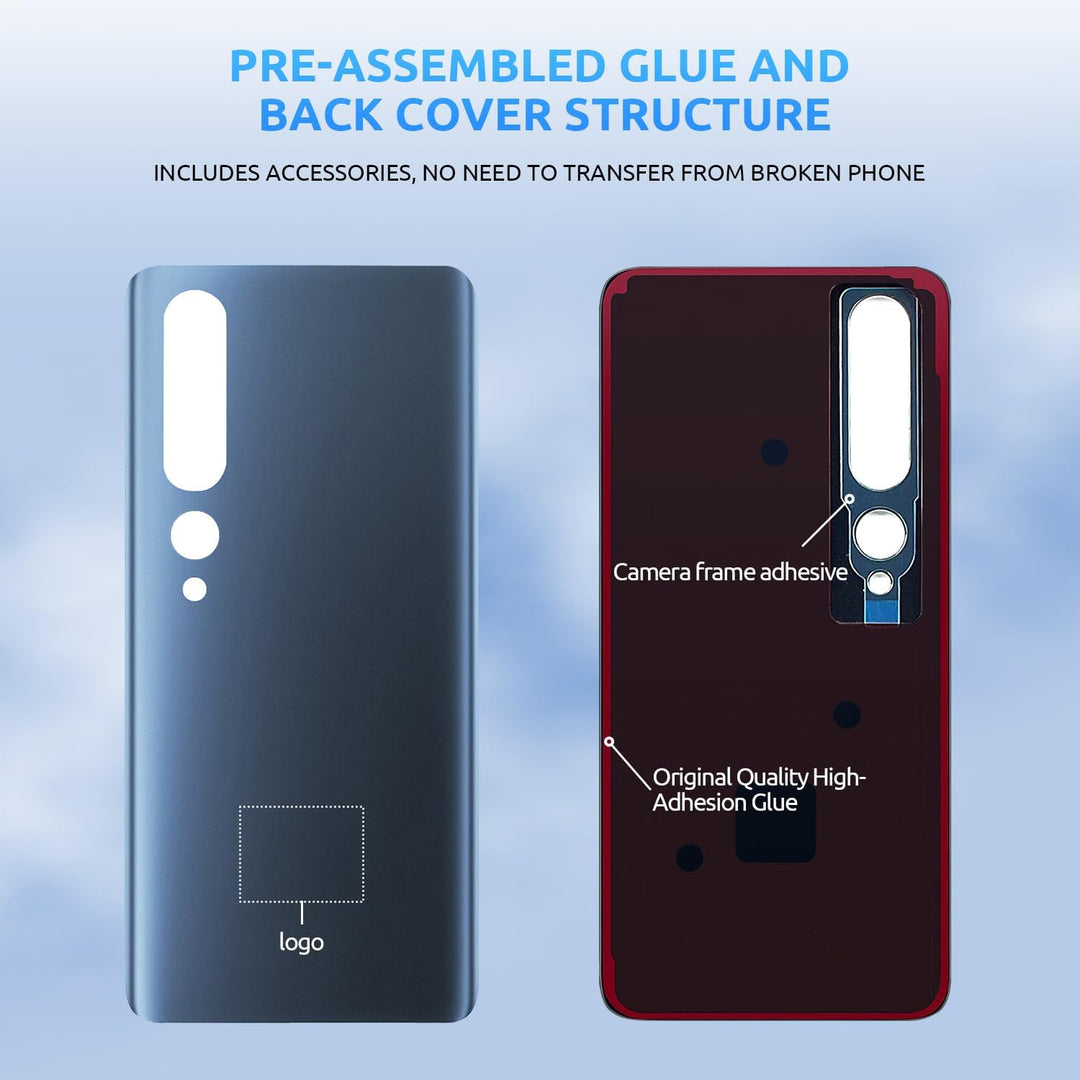 Eonpam Akkudeckel für Xiaomi Mi 10 Pro Rückseite Glas Original Backcover Back Glas Ersatz mit Repara