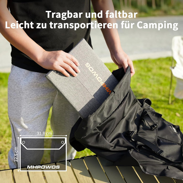 40W Faltbares Solarpanel, Tragbares Solarladegerät mit USB C, USB A und DC Ausgängen, 19V Mini-Ladeg