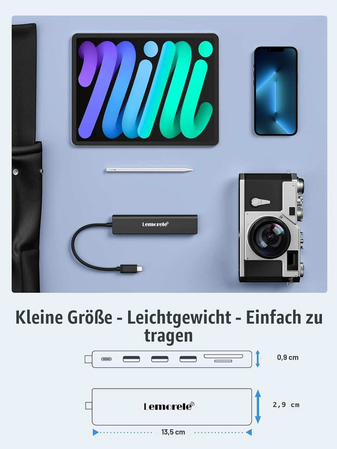 Lemorele USB-C-Hub, 7-in-1-Adapter mit HDMI 4K @ 30Hz, 100 W PD-Aufladung, 1 USB 3.0 5 Gbit/s Datena