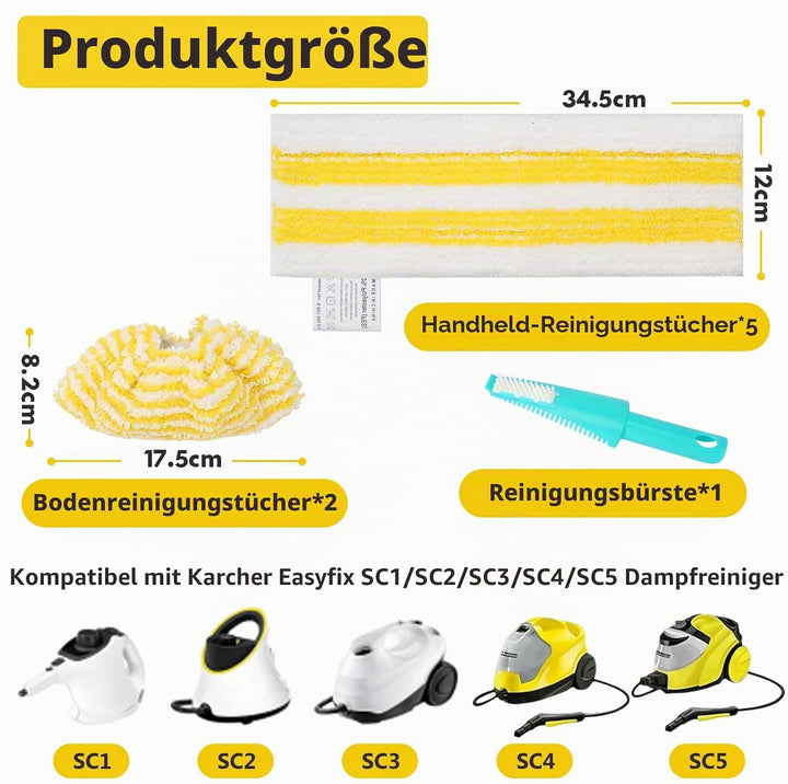 Bodentücher Mikrofaser Zubehör Kompatibel für Kärcher Karchersc, Karchersc