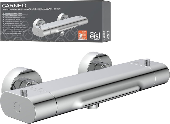 EISL Badewannenarmatur CARNEO, Mischbatterie mit Thermostatregulierung, Wasserfall-Auslauf, Sicherhe