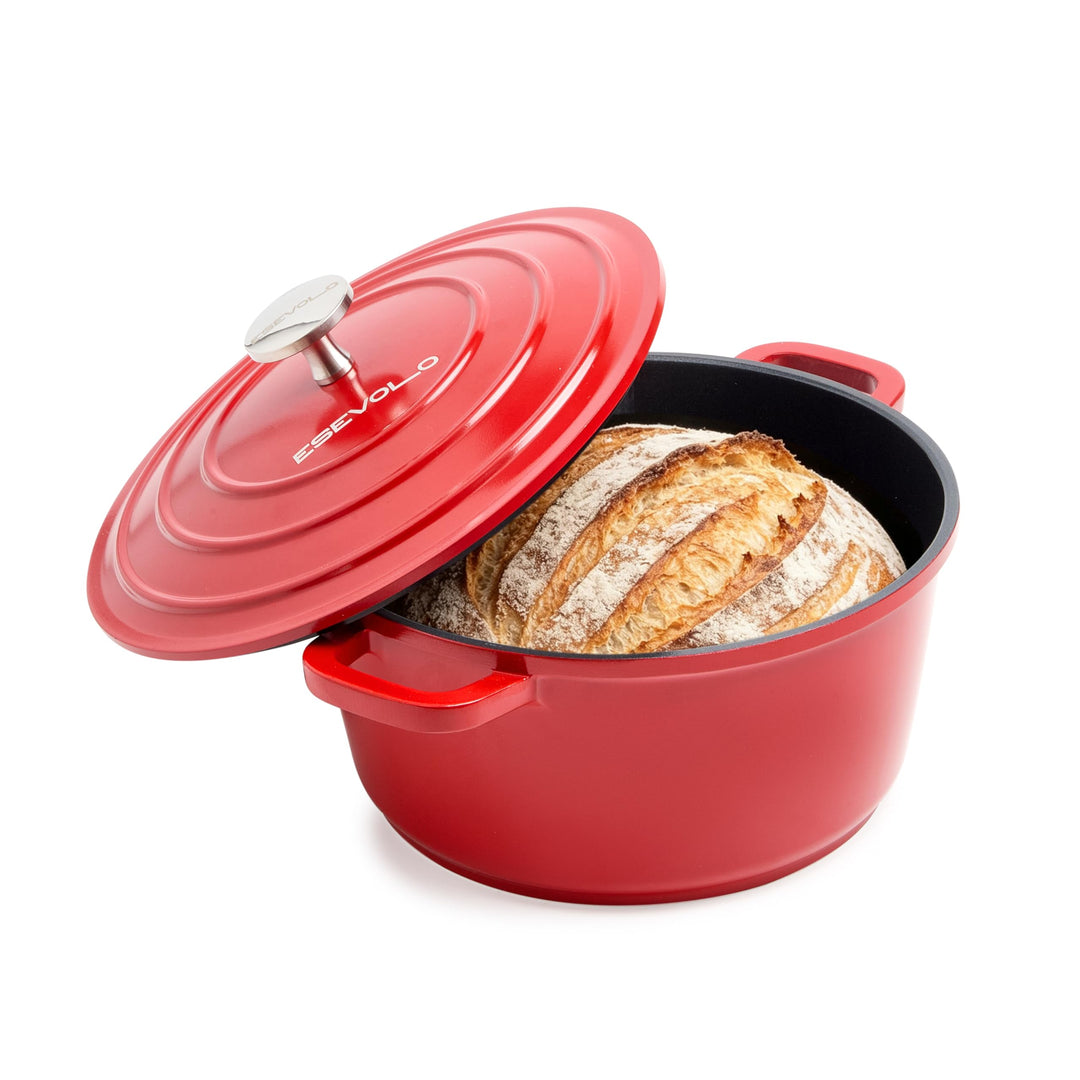 Bräter mit Deckel Schmortopf Induktion 24 cm Dutch Oven Stil 4,5 L | Brot Backen,leichter als Gussei