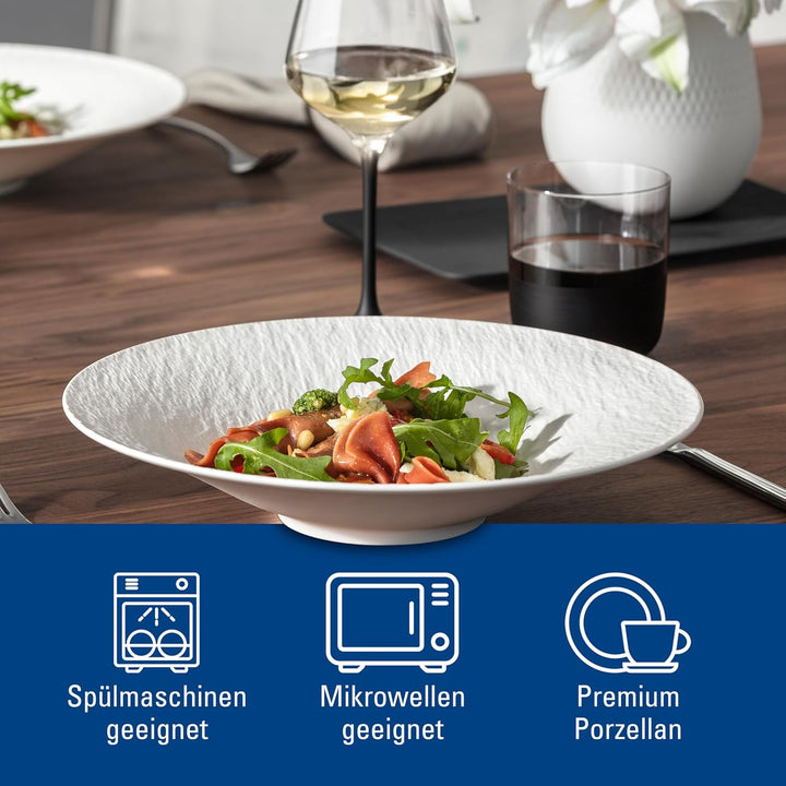 Villeroy und Boch Manufacture Rock Blanc Schale, 28,7 cm, Premium Porzellan, Weiss Weiss Schale tief