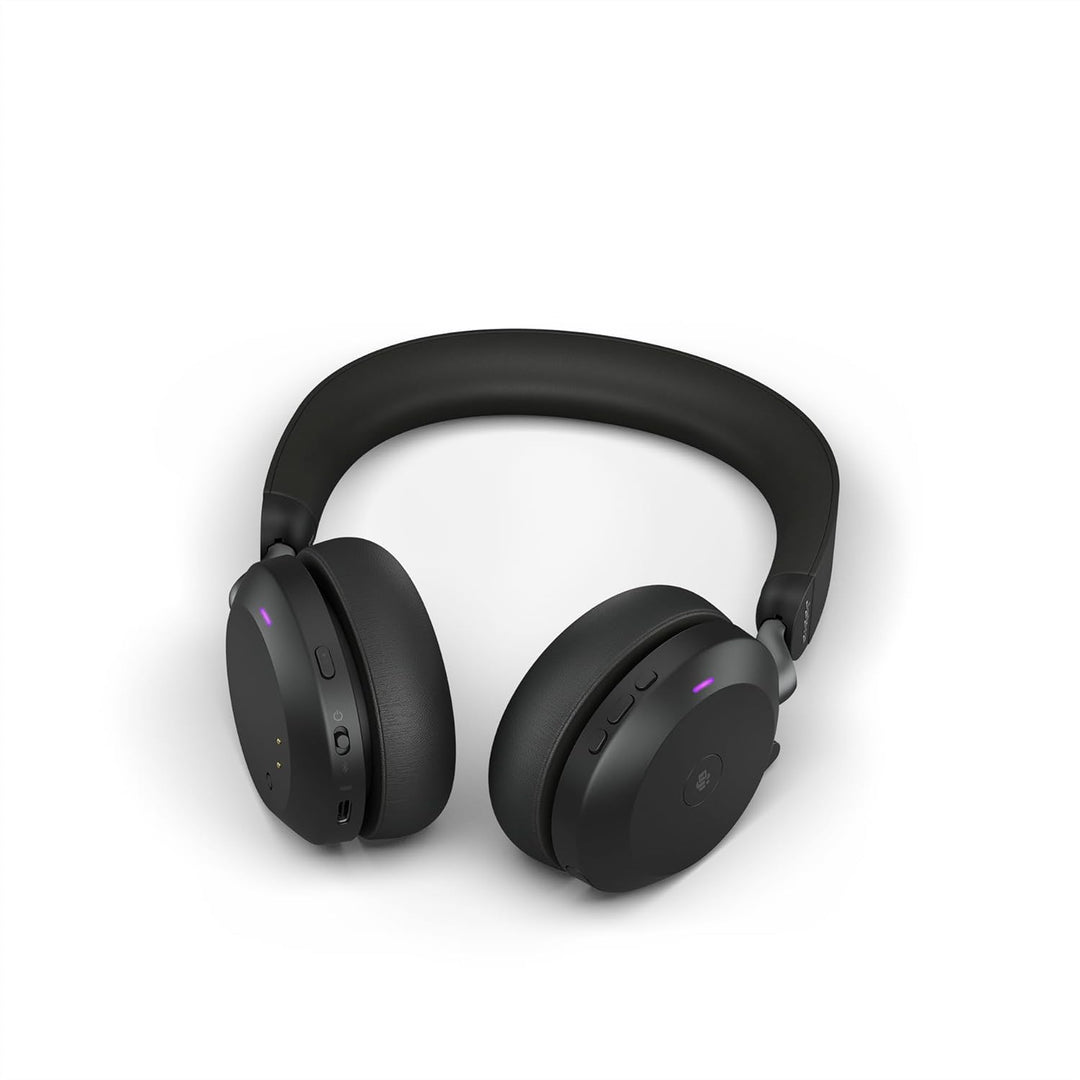 Jabra Evolve2 75 Wireless PC Headset mit Ladedock, 8-Mikro-Technologie - Dual-Foam-Stereo-Kopfhörer