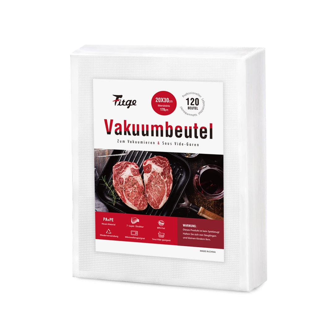 Fitge Vakuumierbeutel 170µm 20x30cm 120 Beutel für alle Vakuumiergeräte Vakuumbeutel für Lebensmitte