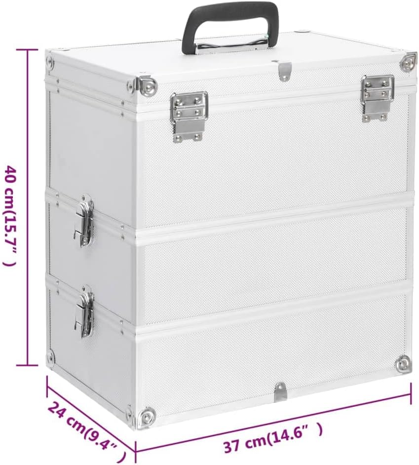 vidaXL Kosmetikkoffer 37x24x40cm Schminkkoffer Schmuckkoffer mehrere Auswahl Silber, Silber
