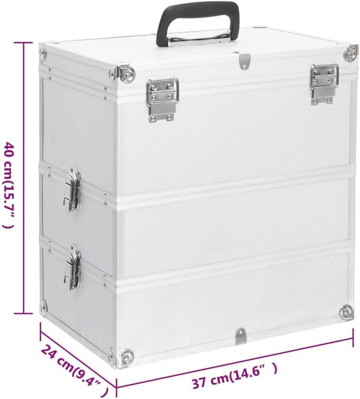 vidaXL Kosmetikkoffer 37x24x40cm Schminkkoffer Schmuckkoffer mehrere Auswahl Silber, Silber