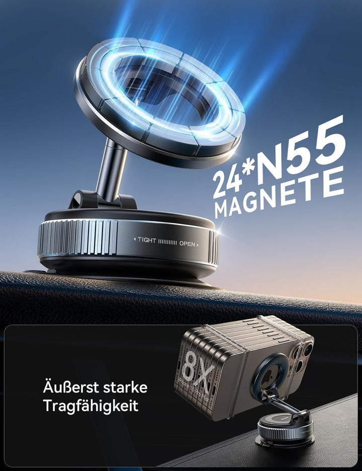 JOYROOM Vakuum Handyhalterung Auto Magnet Faltbar, Saugnapf Handy Halterung Auto Magsafe mit 360° Ve