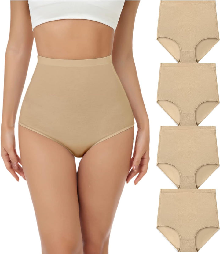 wirarpa Unterhosen Damen Baumwolle Unterwäsche Super Hohe Taille Frauen Slips 4er Pack
