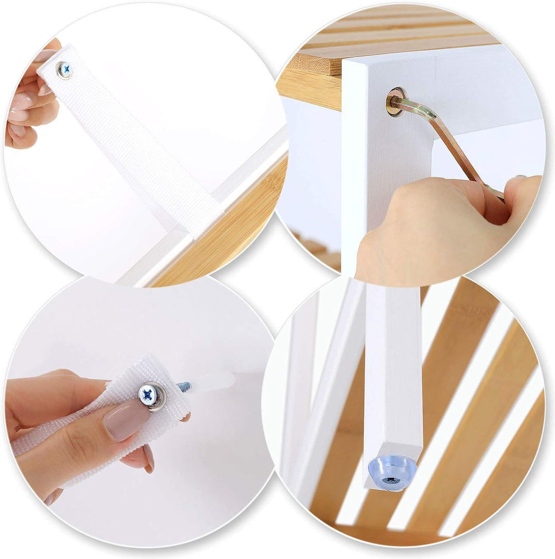 dibea Badezimmerregal mit 5 Ablageflächen Wohnzimmerregal Standregal Bambusregal Badregal Bücherrega