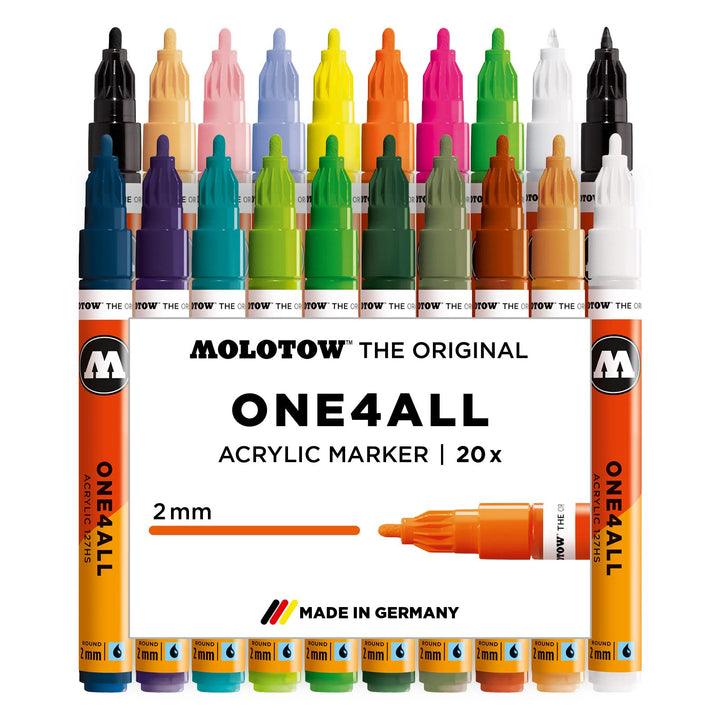 Molotow One4All 127HS Acryl Marker Main-Kit 2 (2,0 mm Strichstärke, hochdeckend und permanent, UV-be