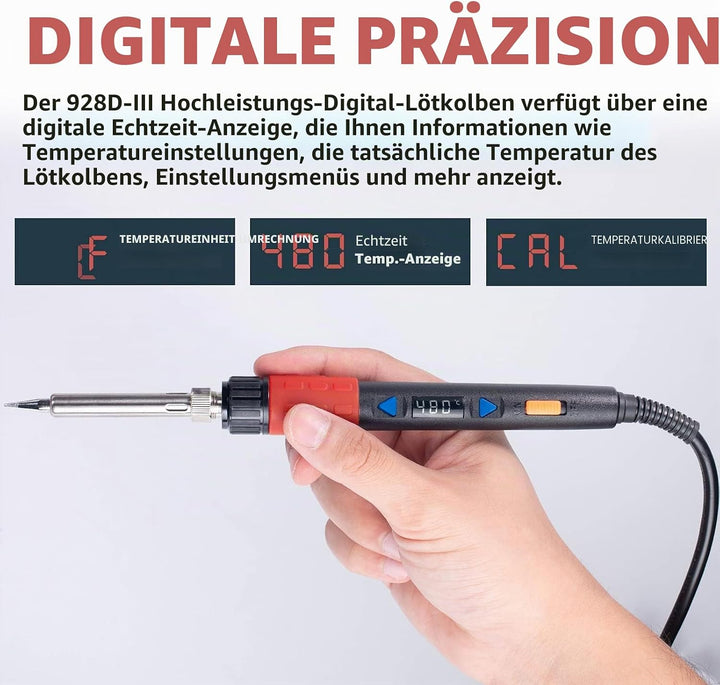 YIHUA 928D-III Lötkolben Set 110W digitales Lötset Temperaturstabilisierungsfunktion mit 3 Lötspitze