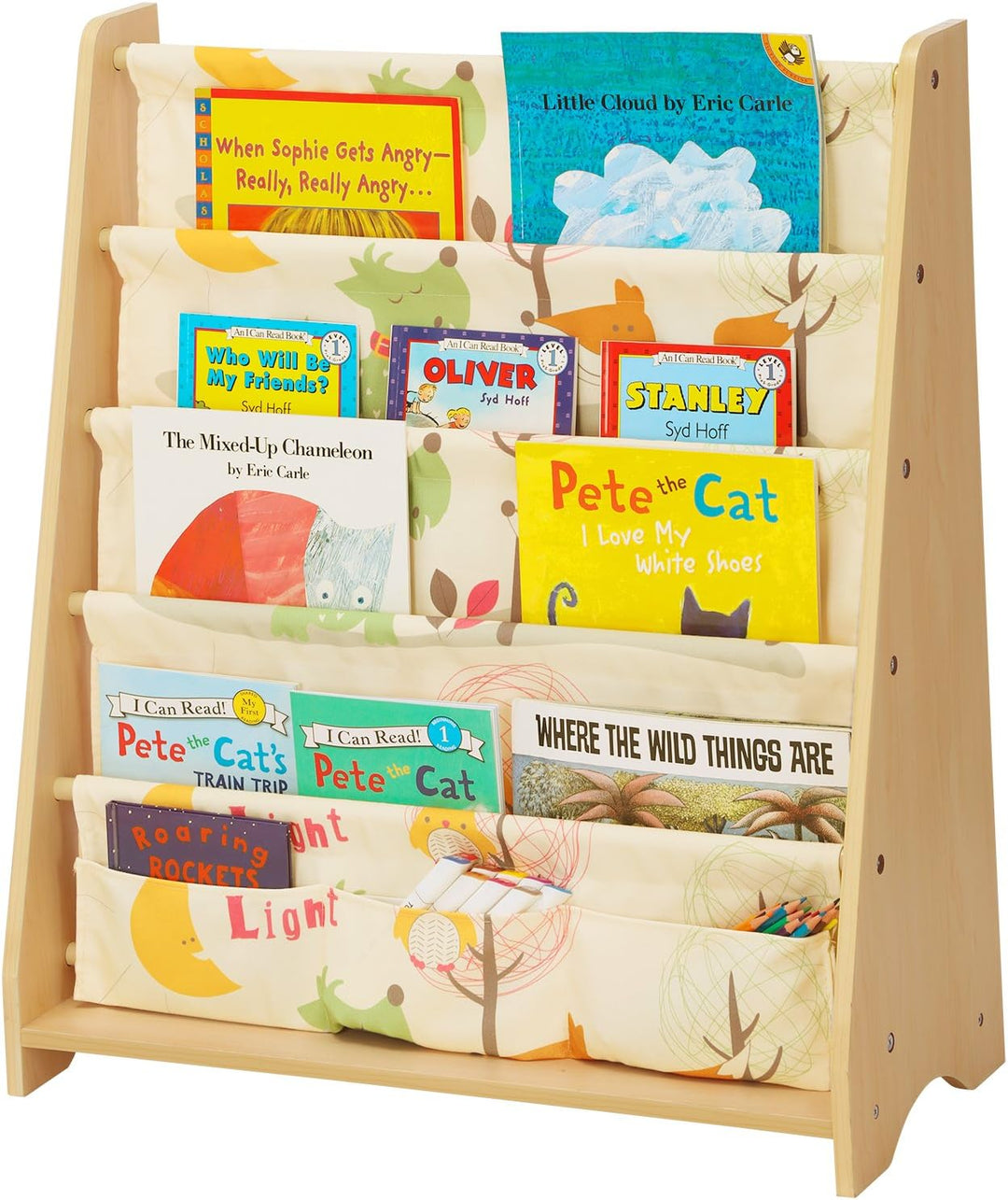 SONGMICS 4-stöckiges Bücherregal für Kinder, Aufbewahrungsregal für Bücher, Schulmaterialien, für Ki