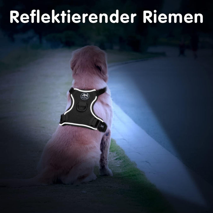 PoyPet Reflektierendes, weiches, atmungsaktives Hundegeschirr aus Mesh, erstickungsfreie, doppelt ge