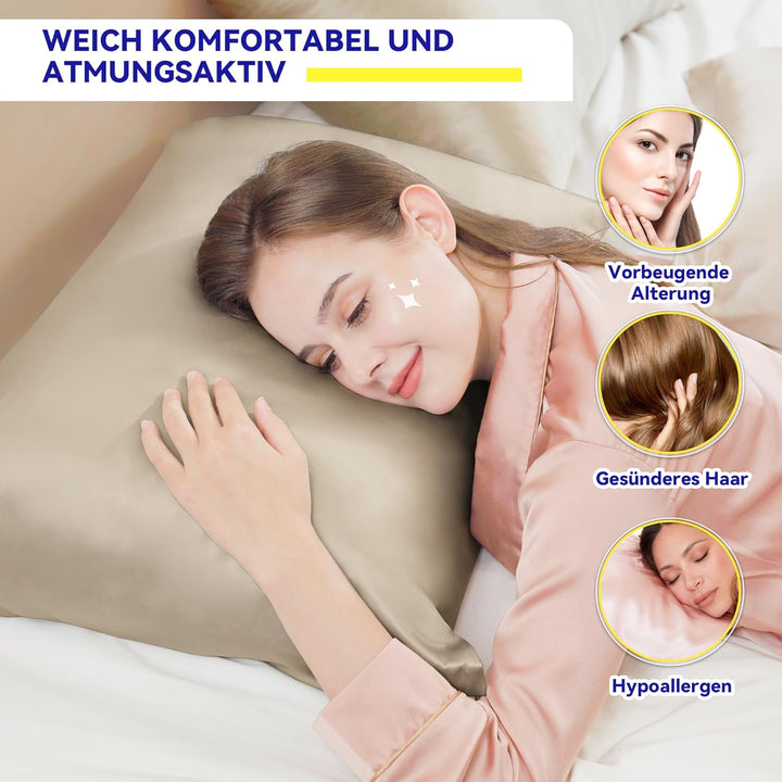 SeidenKissenbezug 40x60,Jaciu Kissenbezüge aus Seide,für Haar und Haut Beide Seiten Echte Seide Kiss