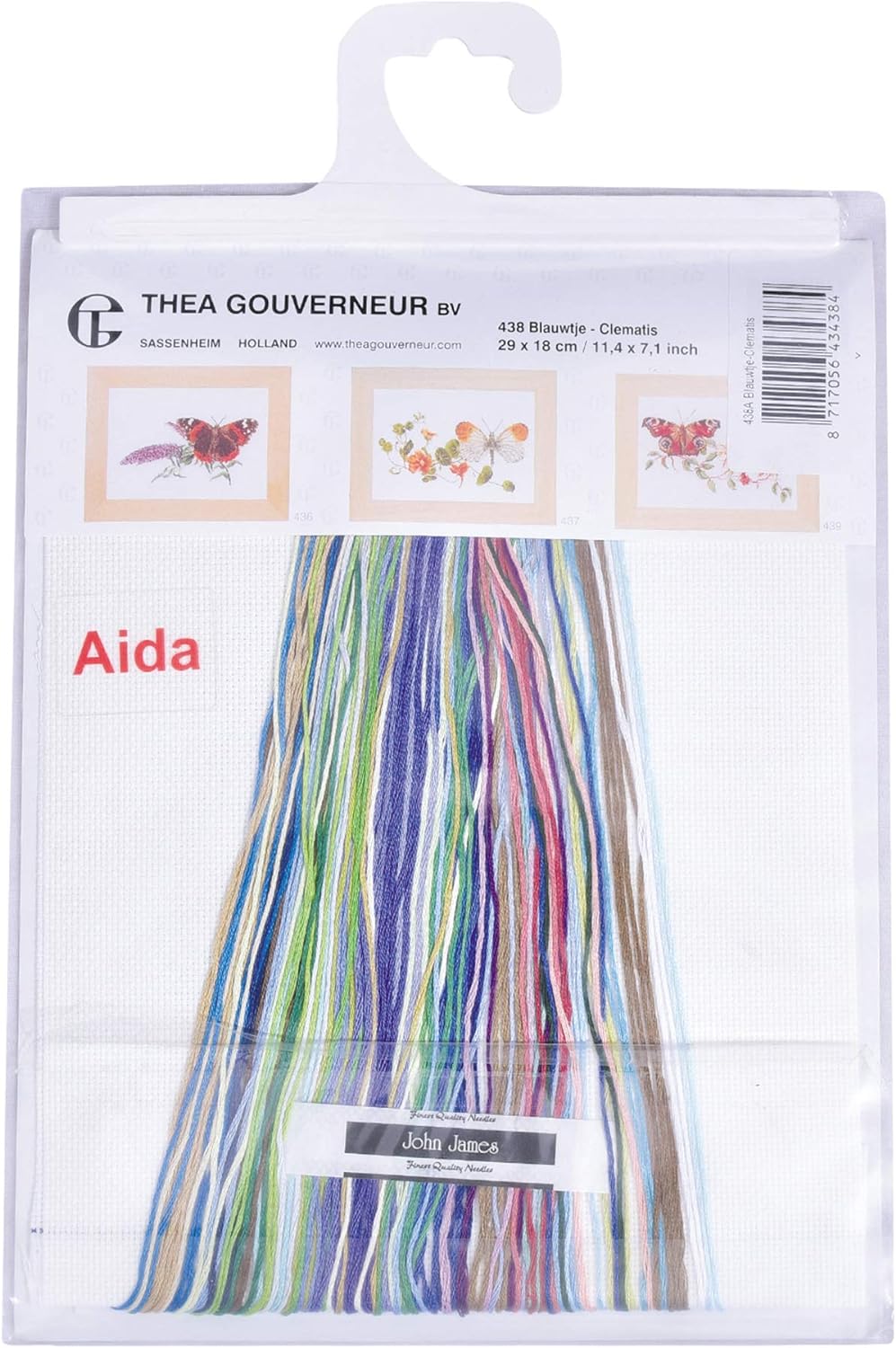 Thea Gouverneur - Kreuzstich-Set - Schmetterling Blaue Klematis - Leinen - 36 Count - Für Erwachsene