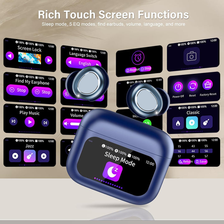 ZYHKON Bluetooth Kopfhörer, Bluetooth 5.4 Schlafkopfhörer In Ear mit Touchscreen, 48H Spielzeit Mini