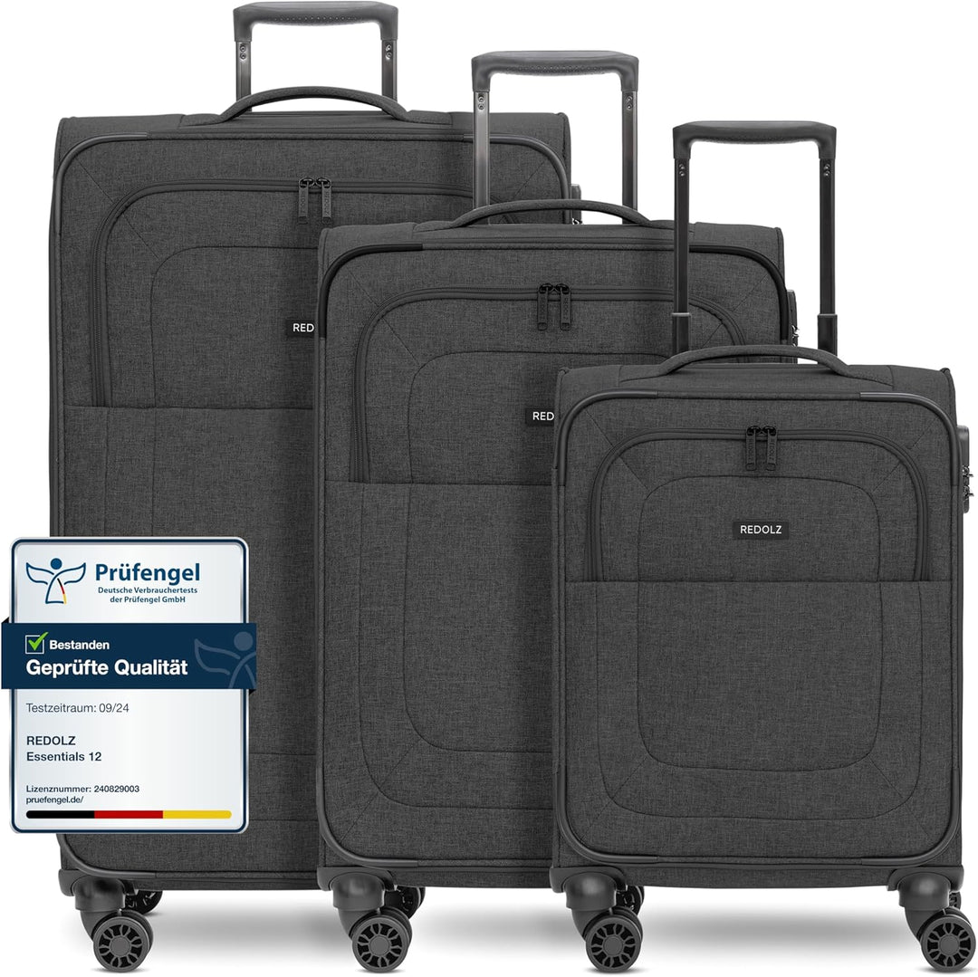 REDOLZ Koffer-Set 3-teilig für Damen & Herren | leichte & stabile Reise-Trolleys, hochwertiges Softc