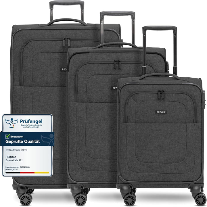 REDOLZ Koffer-Set 3-teilig für Damen & Herren | leichte & stabile Reise-Trolleys, hochwertiges Softc