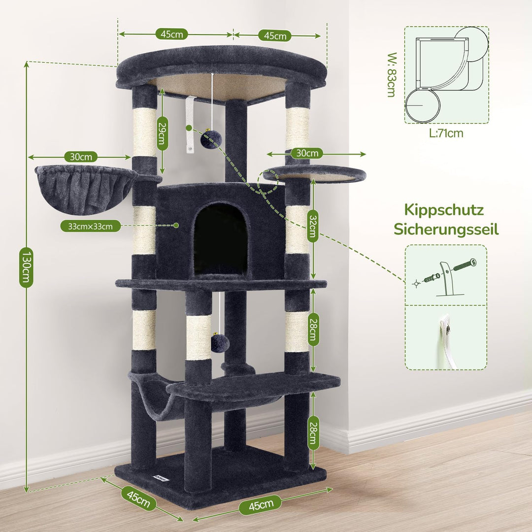 Globlazer Kratzbaum Grosse, Kratzbaum Stabil Passform Ecke mit Gross Katzenhaus 90° Sektor Gepolster