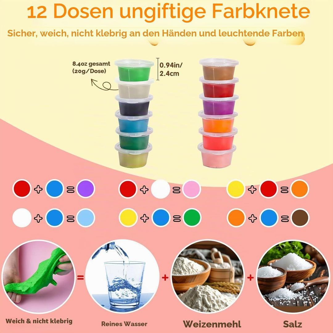 51 Stück Knete Dough Set für Kinder,Kitchen Creations Nudelmaschine Spielset Burger Eiscreme, Knetwe