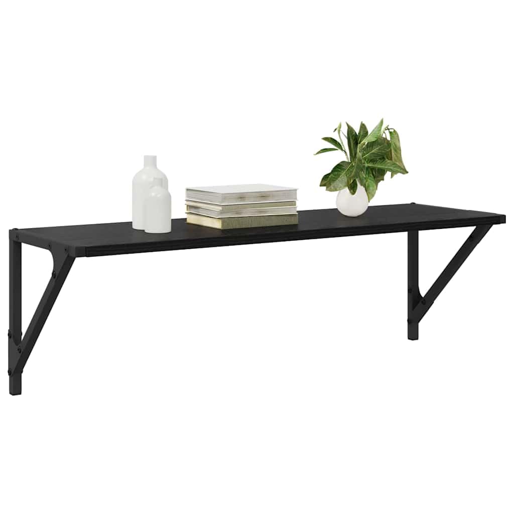 vidaXL Wandregale 2 pcs Schwarz Eichen-Optik 80 x 25 x 25,5 cm, Moderne, robuste Wandregale, rechtec