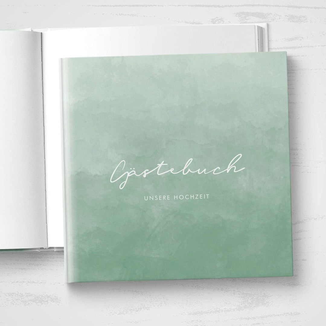 DeinWeddingshop Gästebuch zur Hochzeit, Hochzeitsgästebuch Fotobuch Hardcover - Watercolor Serie - q
