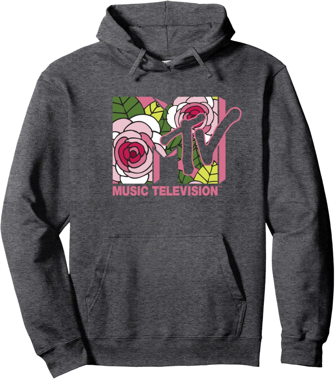 MTV Floral Roses Music Television Logo Pullover Hoodie