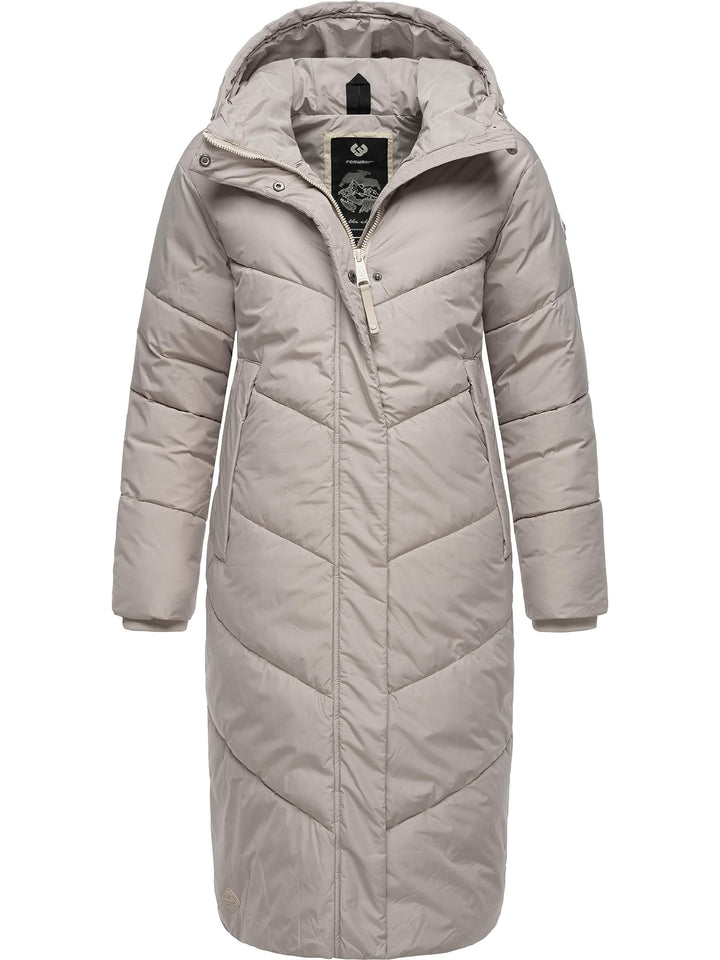 Ragwear Damen Winterjacke Langer Regenmantel Steppmantel wasserdicht warm gefüttert mit Kapuze Sumin