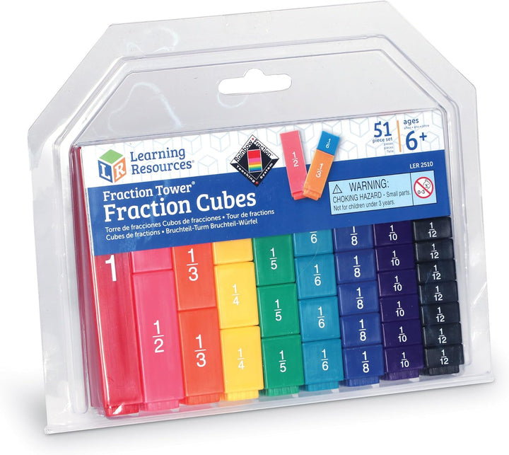 Learning Resources Bruchwürfel-Türme, ab 6 Jahren, Bruchrechnen Lernspielzeug, Farben & Zahlen ansch