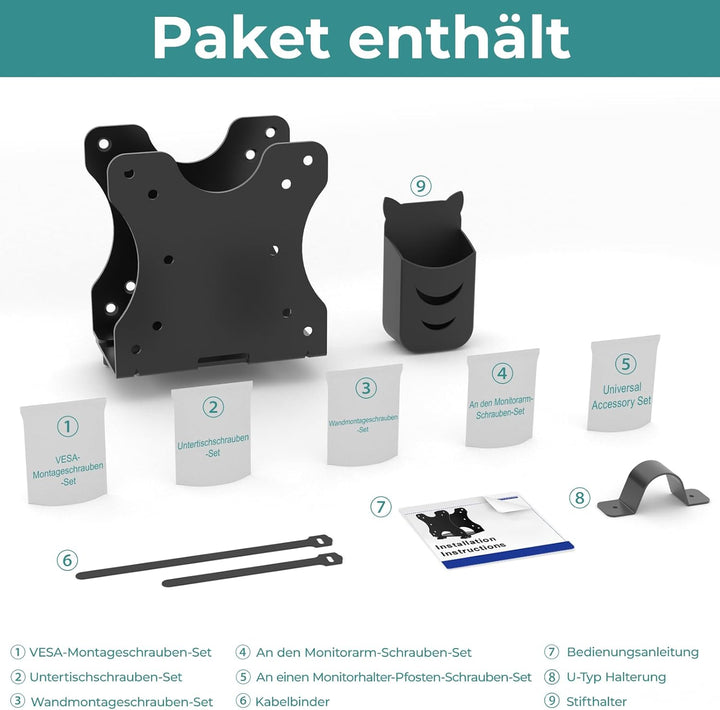 Yaotieci Verstellbare Mini-PC Halterung, Wand und unter Tisch, auch für Monitorarm und Monitorstände