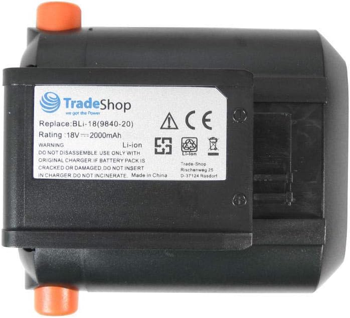 Hochleistungs Li-Ion Akku 18V / 2000mAh kompatibel mit Gardena 09840-20 BLi-18, kompatibel mit Garde