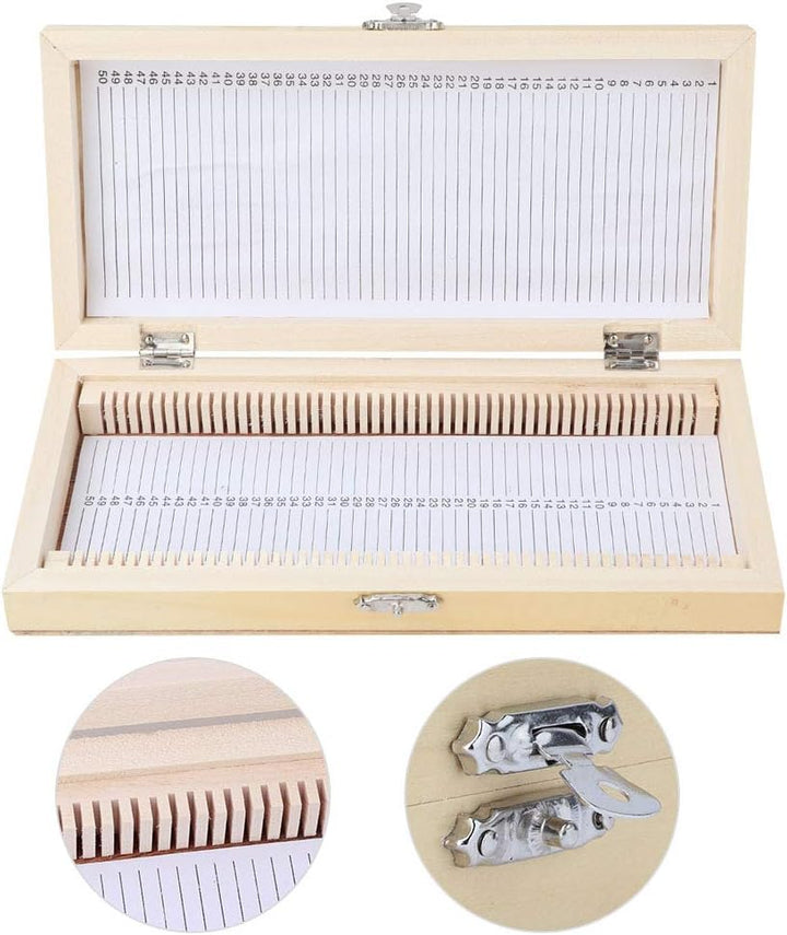 Mikroskop Objektträger Aufbewahrungsbox, 50 Scheiben Wooden Biology Slide Aufbewahrungsbox mit Numme