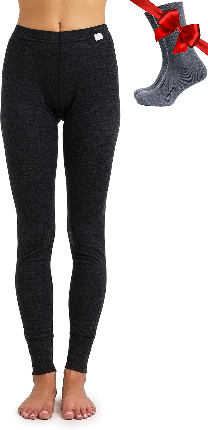 Merino Wolle Thermounterwäsche Damen - Merino Unterhose Damen Merino Leggings + Wollsocken S 165 Hea