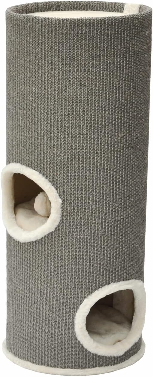 nanook Kratztonne Kratzbaum Oskar - Spieltonne für Katzen XXL mit 3 Höhlen und Spielball - Höhe 100