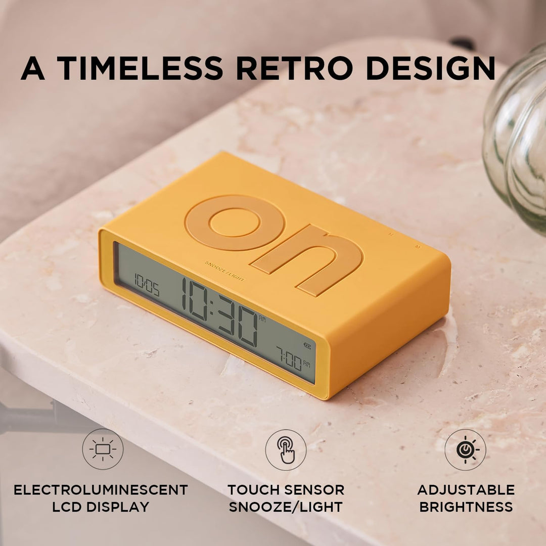 Lexon Flip Classic Morgenwecker, beleuchtet, wendbar mit Seiten on Off und Snooze-Funktion, mit LCD-