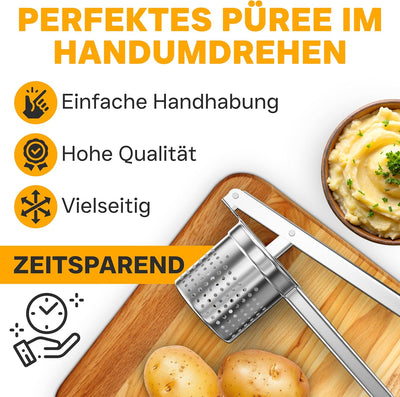 mySachen® Ergonomische Kartoffelpresse aus Edelstahl–vielseitig und pflegeleicht - Testsieger - Kart