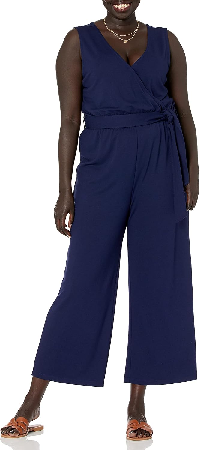 The Drop ärmelloser Wickel-Jumpsuit für Damen, von @caralynmirand M Marineblau, M Marineblau