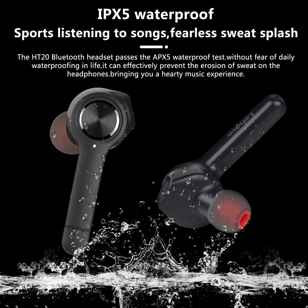 Lenovo HT20 In Ear Bluetooth Kopfhörer Kabellose Ohrhörer mit Premium Klangprofil mit intensivem Bas