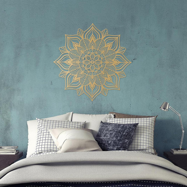 ESTART Grosse Metall-Mandala-Wanddekoration, einzigartige Lotusblumen-Wandkunst für Zuhause Schlafzi