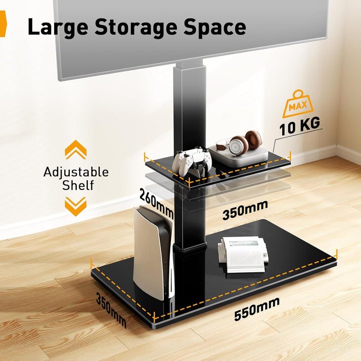PERLEGEAR TV Ständer TV Bodenständer für 30-70 Zoll Flach & Curved Fernseher bis zu 50 KG mit Neigun