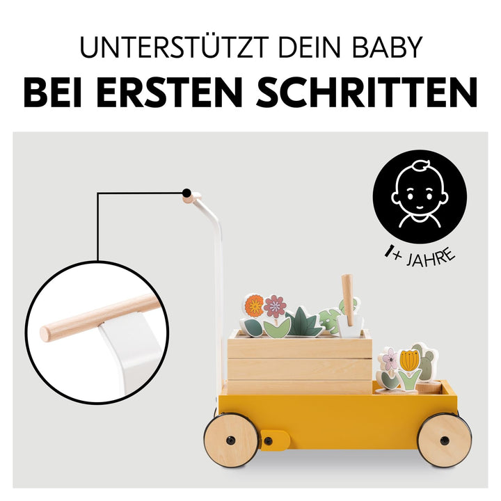 Hauck Baby Lauflernhilfe Learn to Walk mit Gärtner Rollenspiel, Lauflernwagen mit Bremssystem ab 12