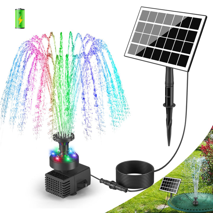 SZMP Solar Springbrunnen für aussen 2023 Upgraded,3.5W Solar Teichpumpe mit 8 DIY Effekte,16.4ft Net