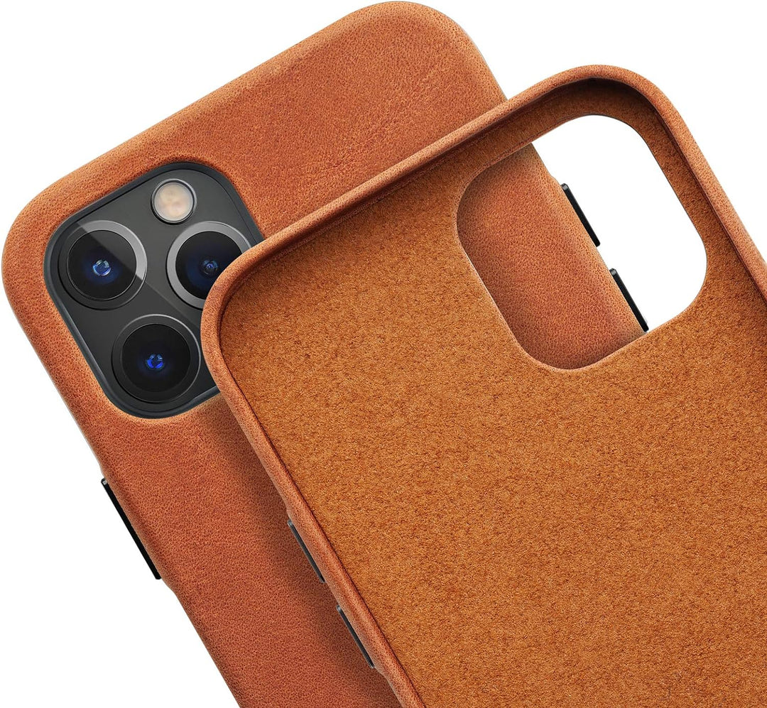 WIIUKA Hülle für iPhone 12/12 Pro, Deutsches Leder, Lederhülle extra Dünn, Premium Handyhülle, Case,