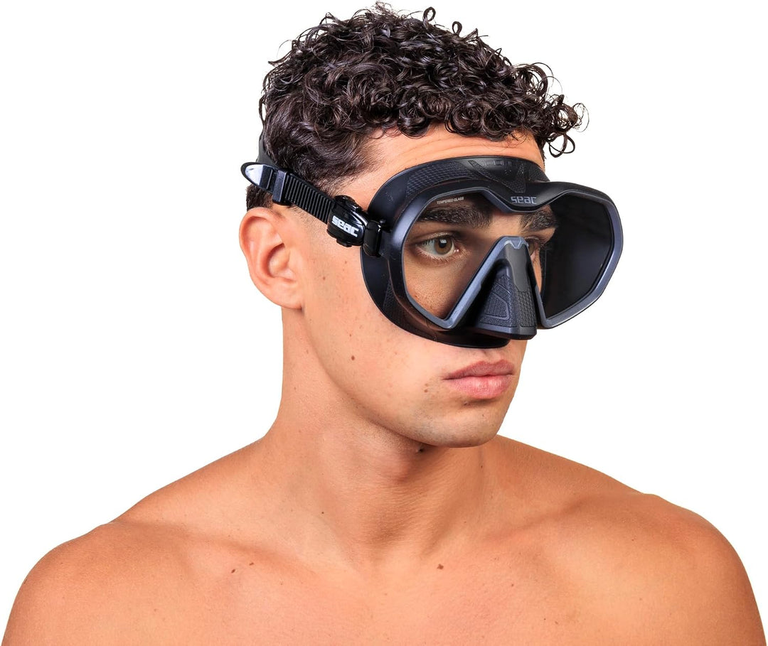 Seac Icona, rahmenlose Einglas-Tauchmaske, 100% Made in Italy schwarz/anthrazit, schwarz/anthrazit