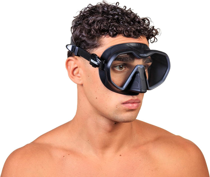 Seac Icona, rahmenlose Einglas-Tauchmaske, 100% Made in Italy schwarz/anthrazit, schwarz/anthrazit
