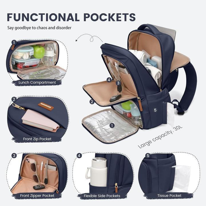 GOLF SUPAGS Lunch Rucksack, 16 Zoll Laptop Rucksack Schulrucksack mit Lsoliertes Kühltasche für Arbe